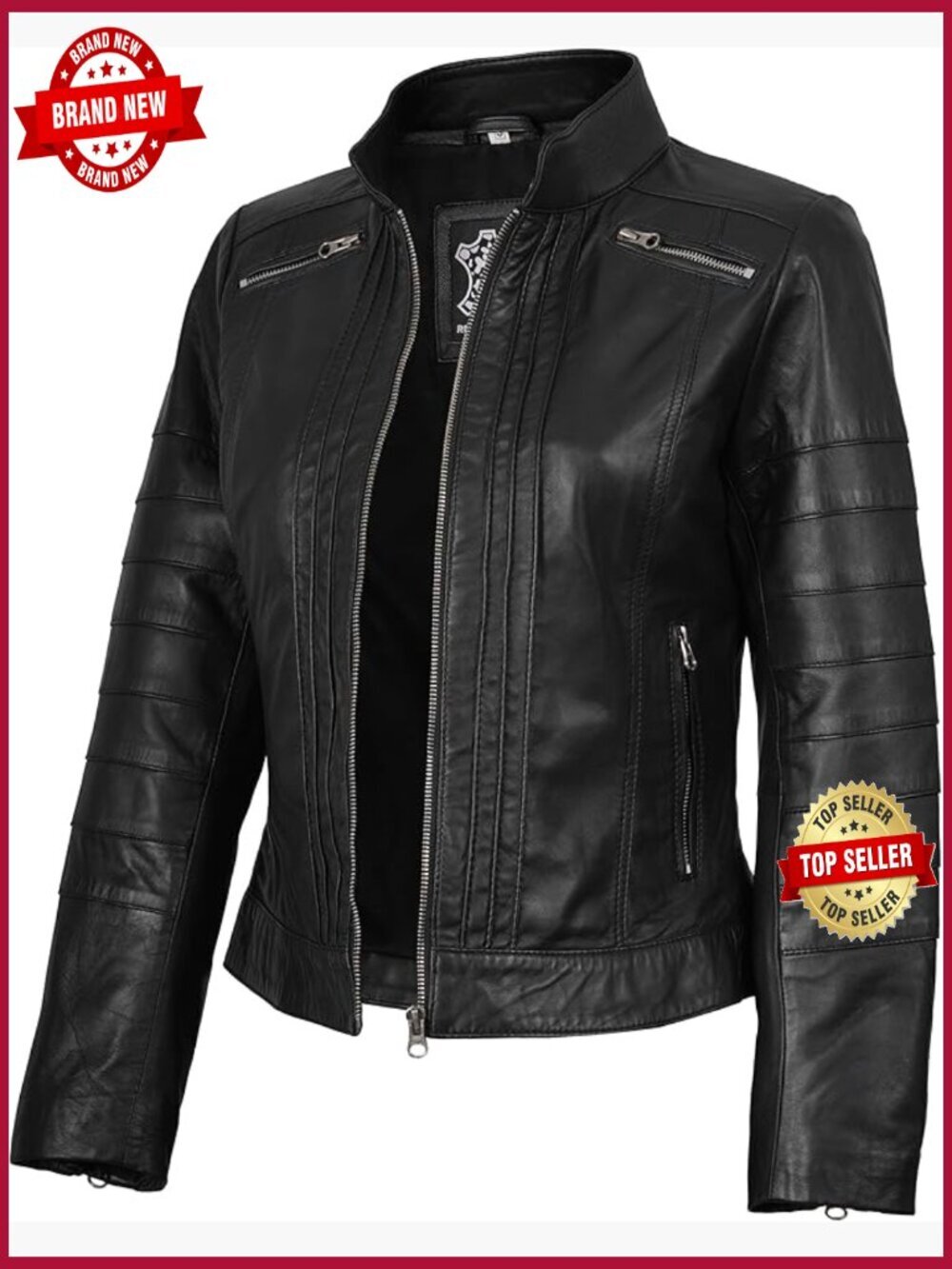 Real Lambskin Cafe Racer Biker Jacket – Slim Fit Genuine Leather